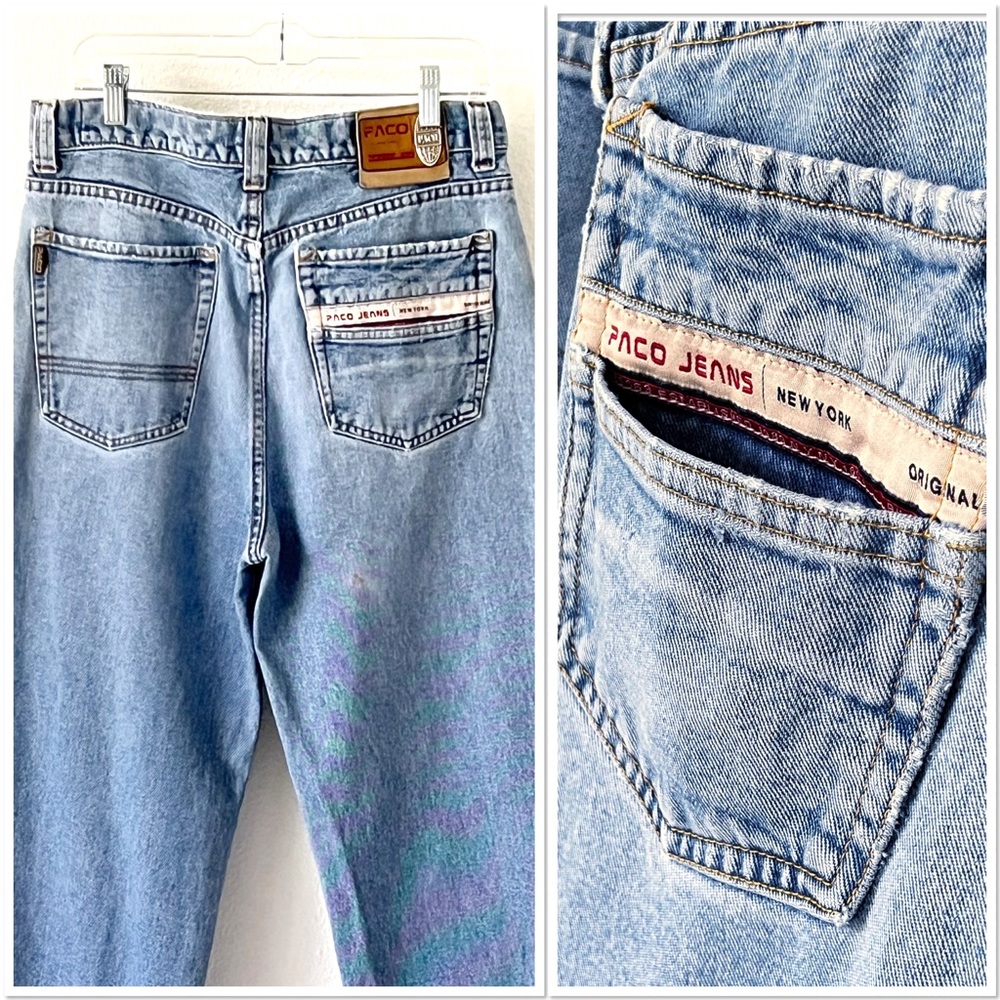 Vintage Paco Jeans Men's 34X32 Blue Distressed Denim Relaxed Fit Skater Y2K